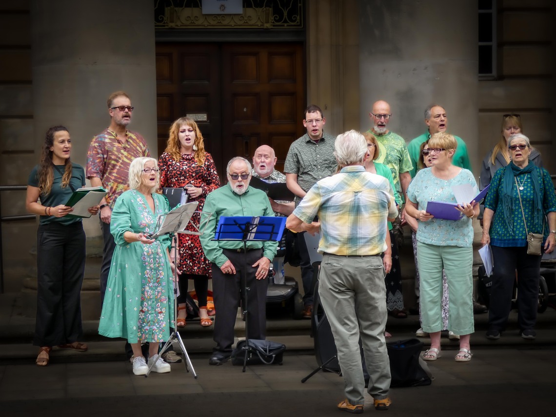 Singing in Peterborough City Centre 2024